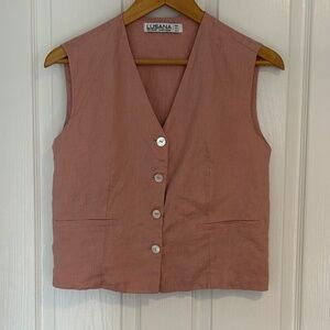 Pale pink fully lined 100% linen Vest USA 4